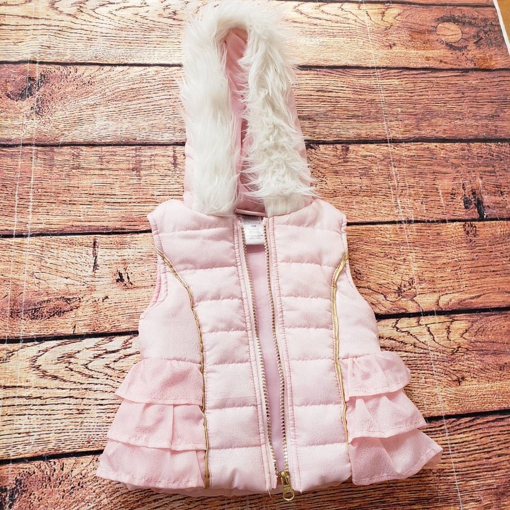 Little Lass Sparkled Pink Ruffle Bubble Vest 12M